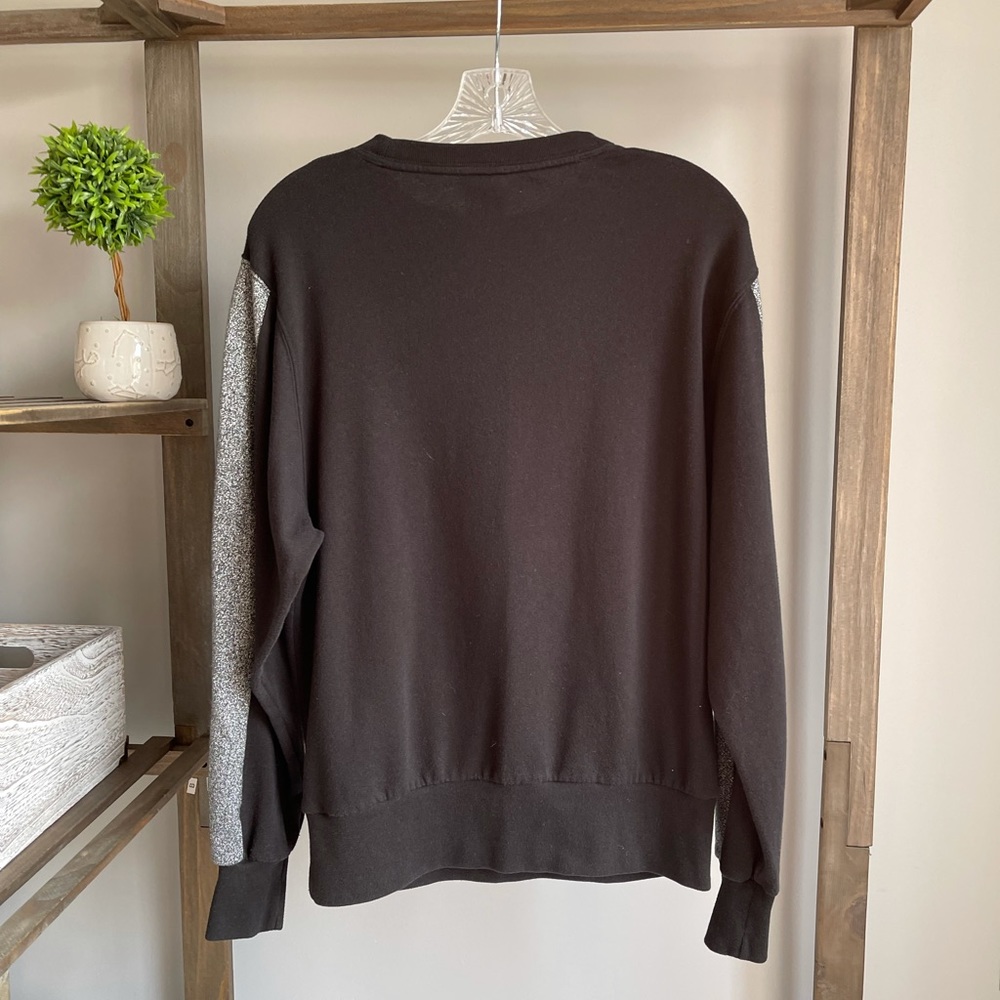 Pink Victoria Secret Glitter Crew Black Sweatshirt - Picture 2 of 9